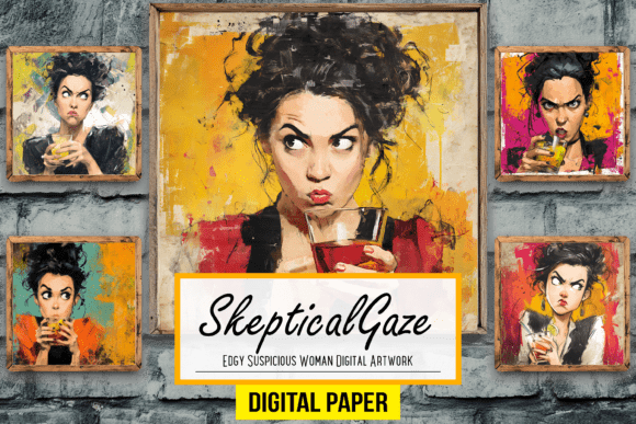 Bold Digital Art: The Edgy Suspicious Woman Collection