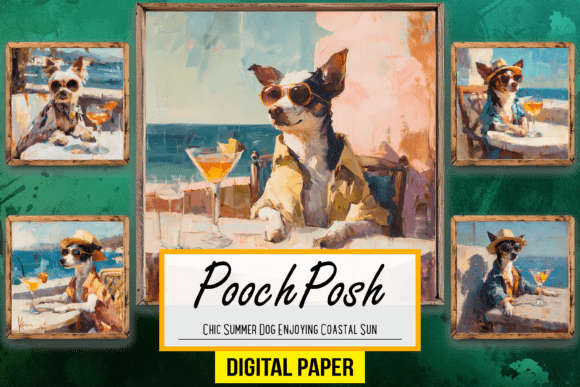 Chic Summer Dog: Coastal Art for Your Creative Projects