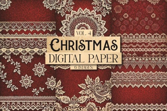 Christmas Digital Paper Vol. 4: Retro Grunge Elegance
