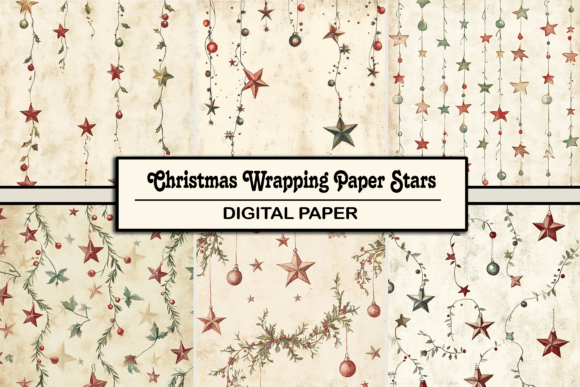 Christmas Wrapping Paper Stars: A Festive Junk Journal Background