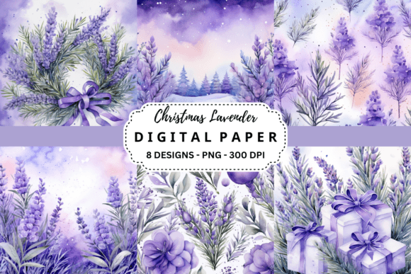 Enchanting Watercolor Christmas Lavender Backgrounds for Designers