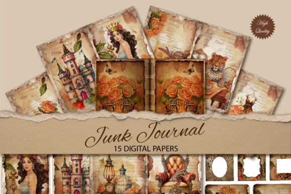 Leopard Watercolor Vintage Junk Journal: A Digital Canvas for Timeless Projects