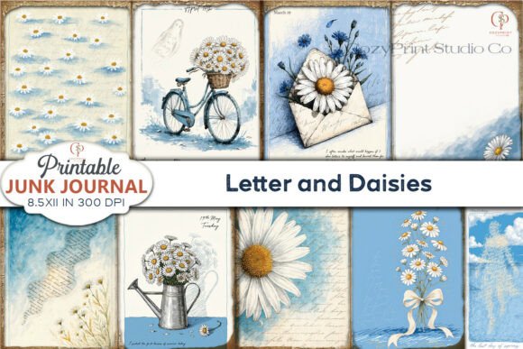 Letter and Daisies Junk Journal Pages: Your Creative Toolkit