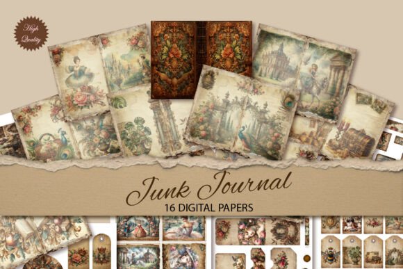 Old Time Junk Journal Paper Background: A Romantic Vintage Story