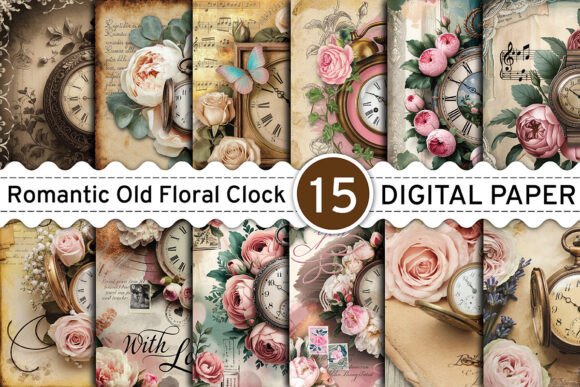 The Timeless Charm of Romantic Old Floral Clock Paper